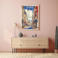 Charming Bayonne Street Scene Illustration Travel Poster PosterGoat