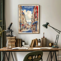Charming Bayonne Street Scene Illustration Travel Poster PosterGoat