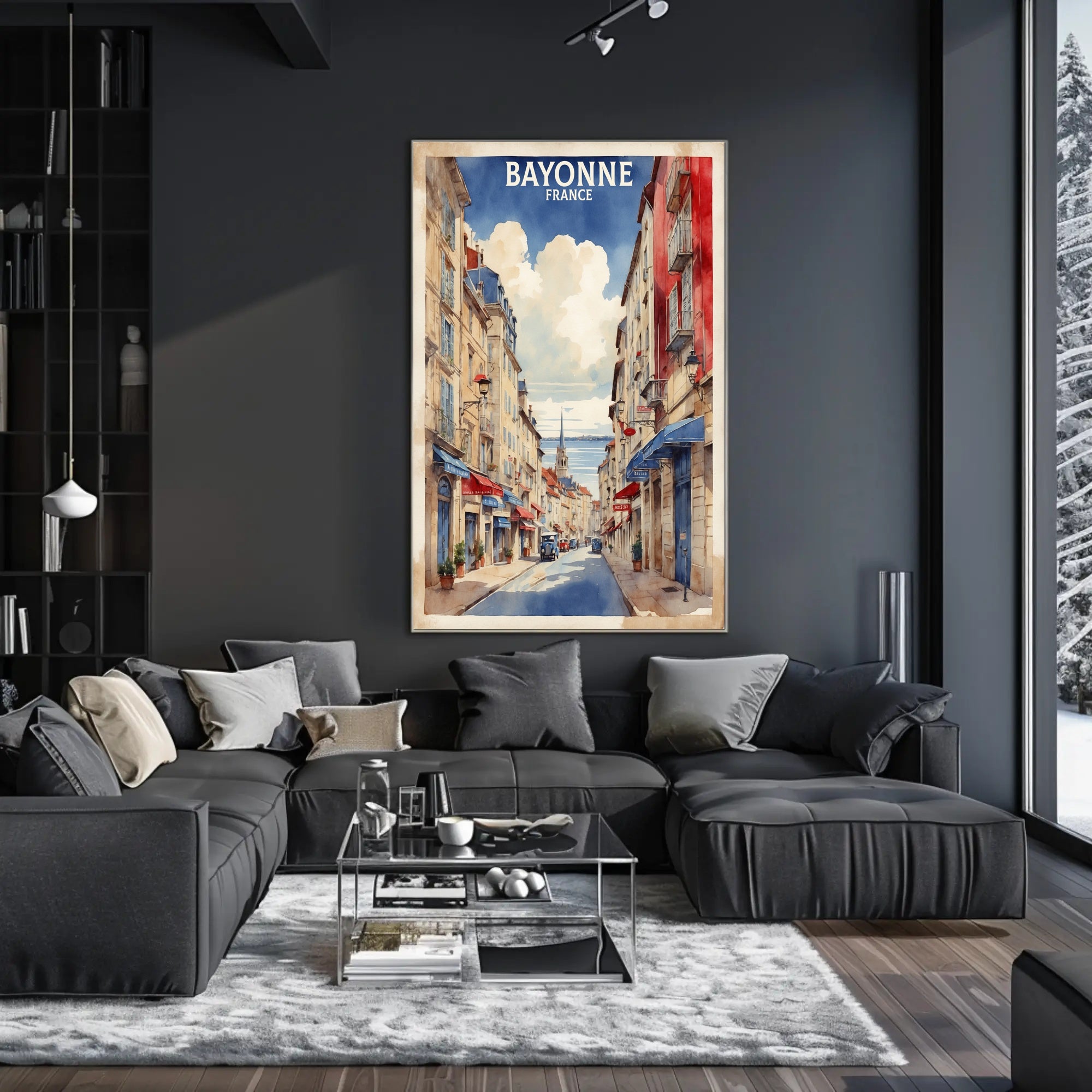 Charming Bayonne Street Scene Illustration Travel Poster PosterGoat