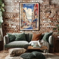 Charming Bayonne Street Scene Illustration Travel Poster PosterGoat