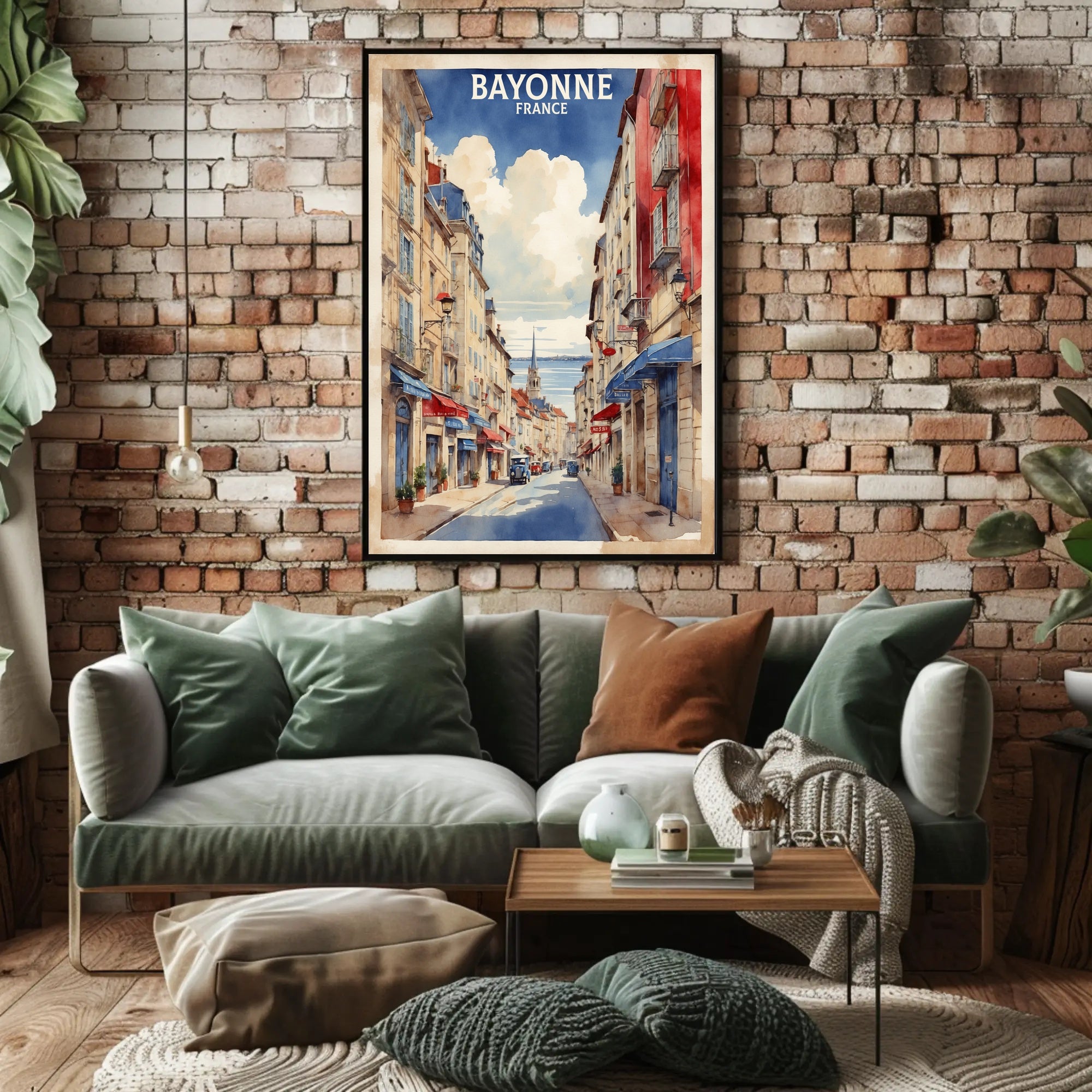 Charming Bayonne Street Scene Illustration Travel Poster PosterGoat
