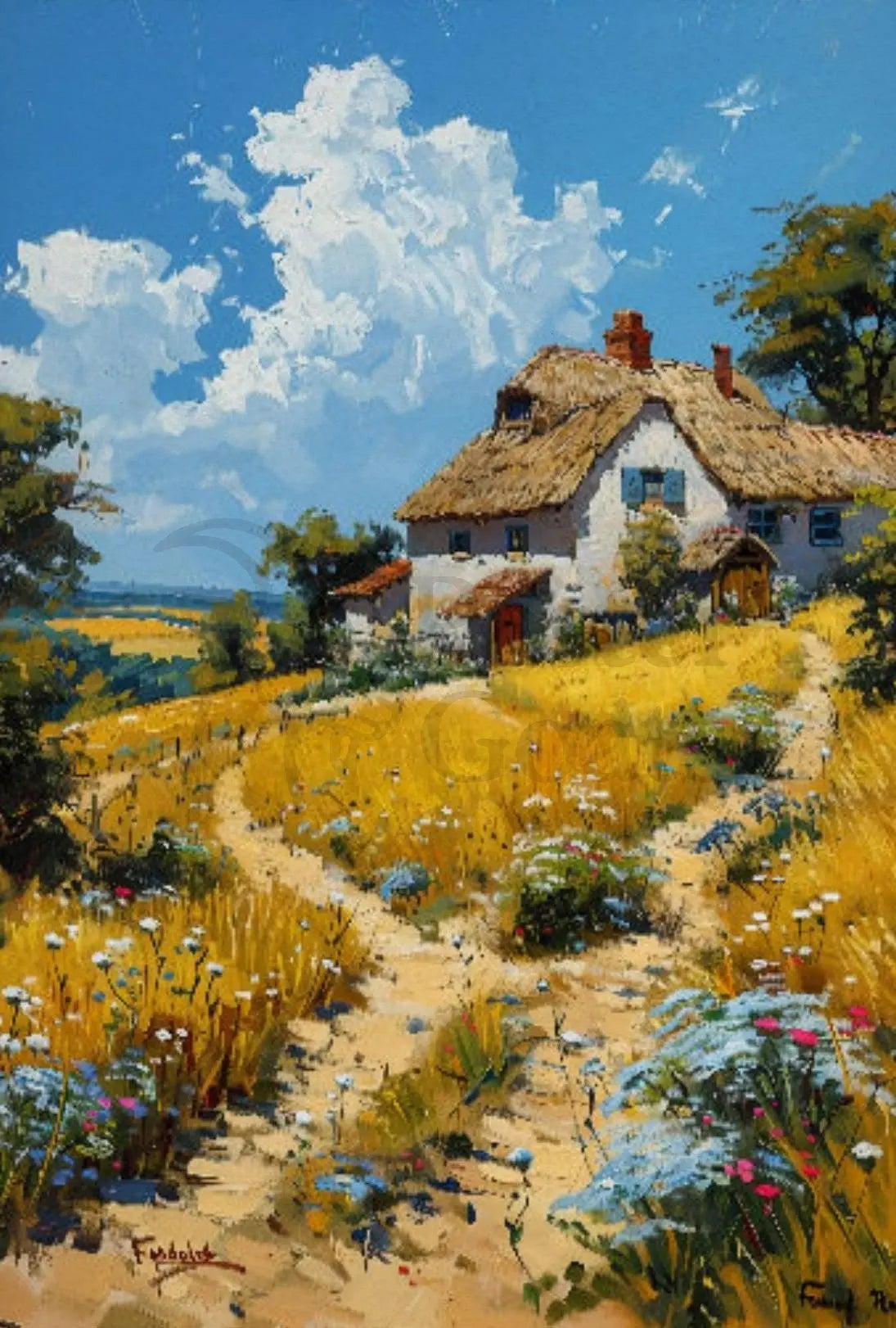 Charming Cottage Haven Impressions Artistic or Pop Culture Poster PosterGoat