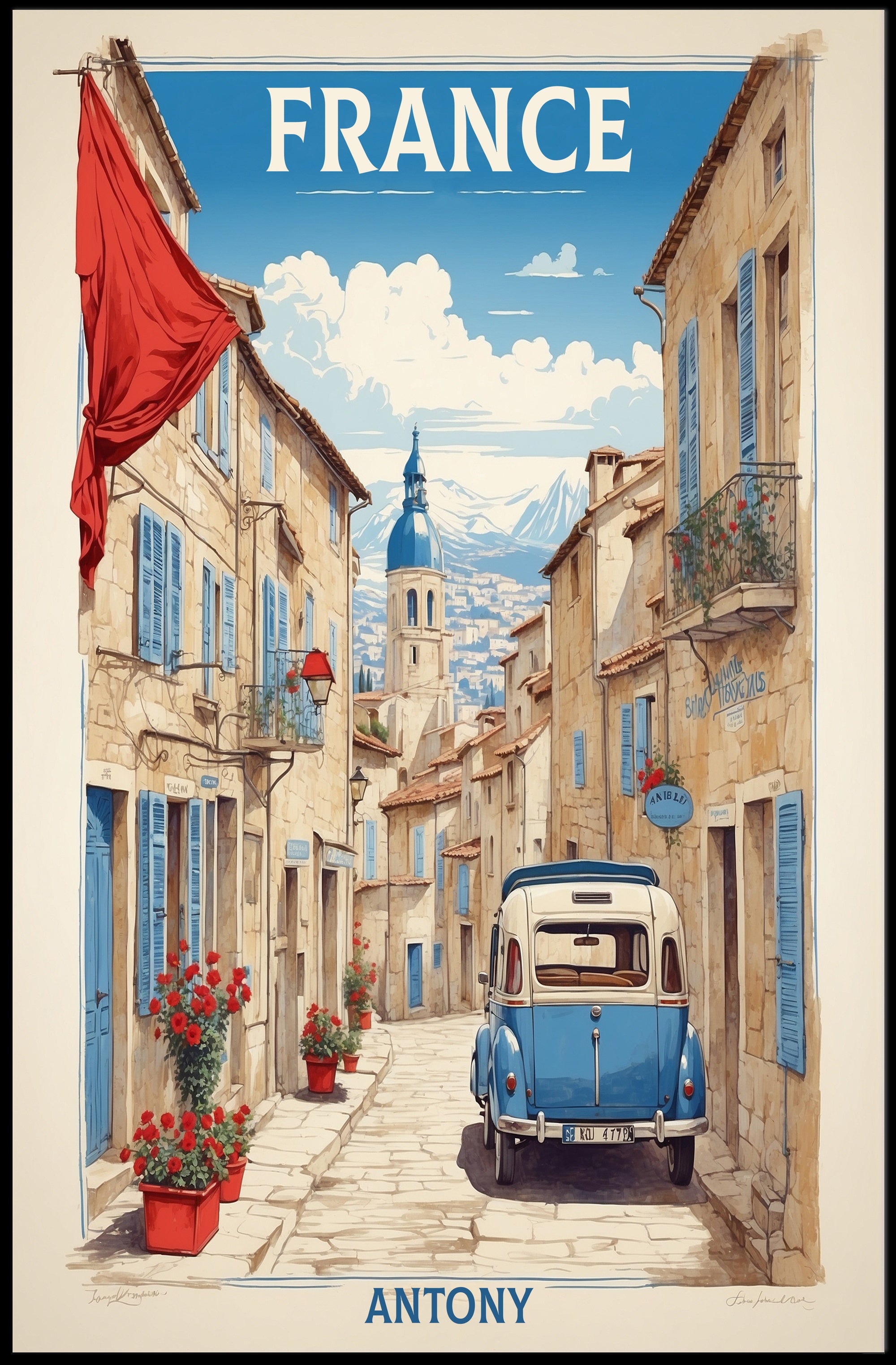 Charming French Village Scene Travel Poster PosterGoat
