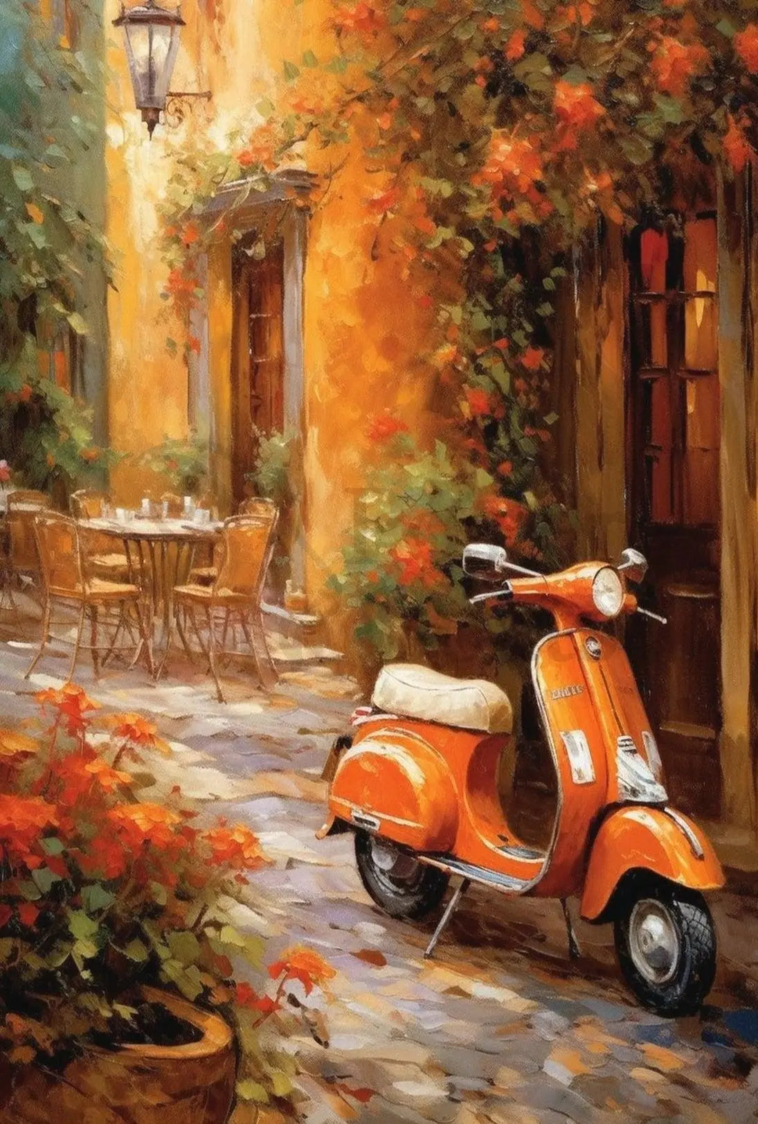 Charming Italian Street Art: Vintage Vespa Travel Poster PosterGoat