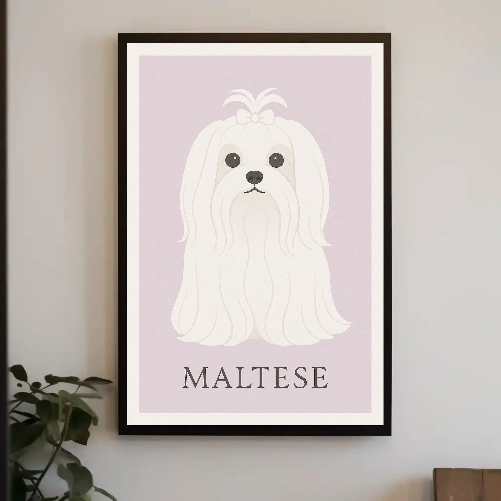 Charming Maltese Elegance in Minimalist Dog Breed Poster PosterGoat