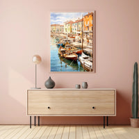 Charming Mediterranean Harbor Scene Impressionistic Artistic Poster PosterGoat