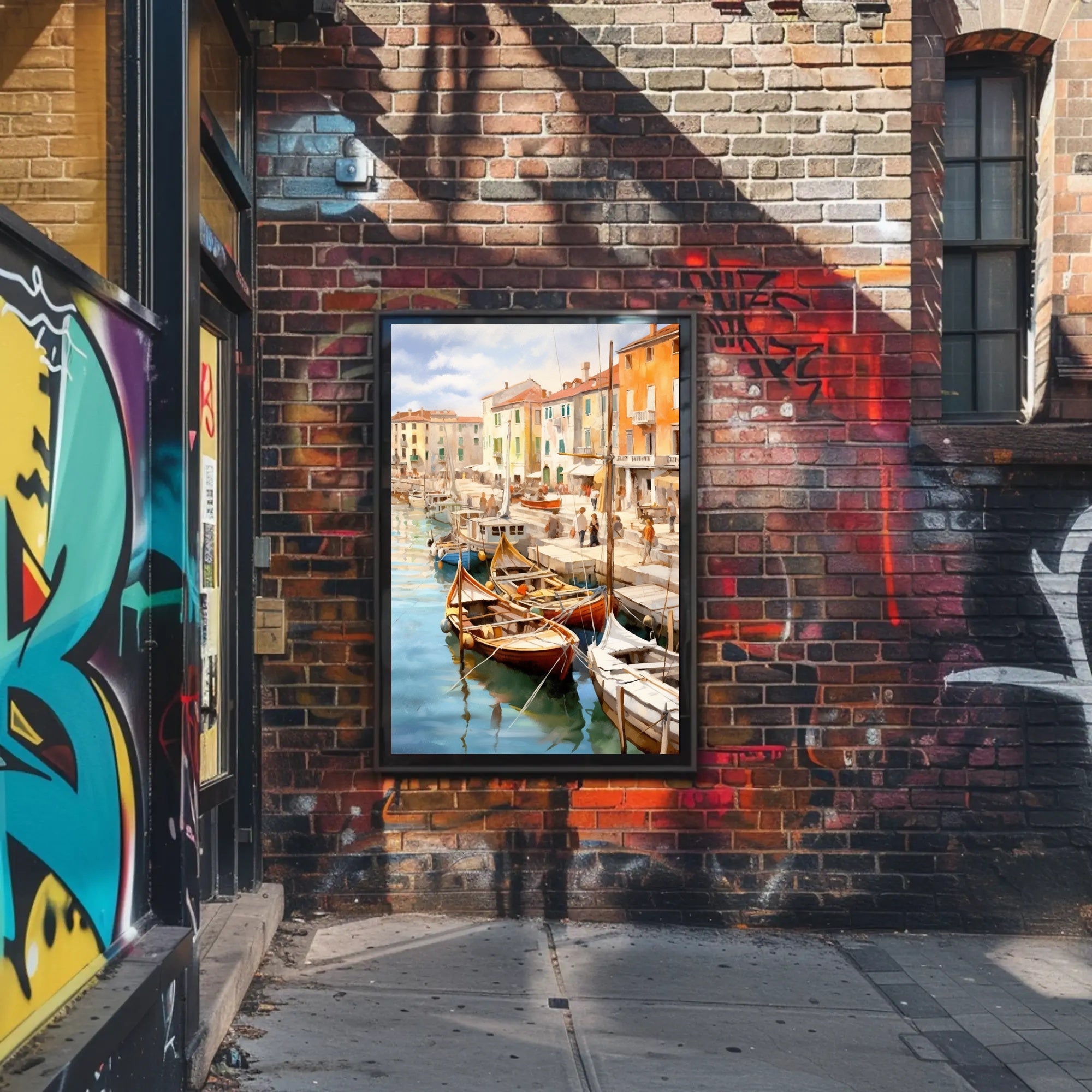 Charming Mediterranean Harbor Scene Impressionistic Artistic Poster PosterGoat