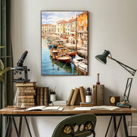 Charming Mediterranean Harbor Scene Impressionistic Artistic Poster PosterGoat
