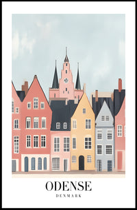 Charming Odense Streetscape Travel Poster PosterGoat