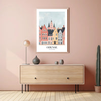 Charming Odense Streetscape Travel Poster PosterGoat