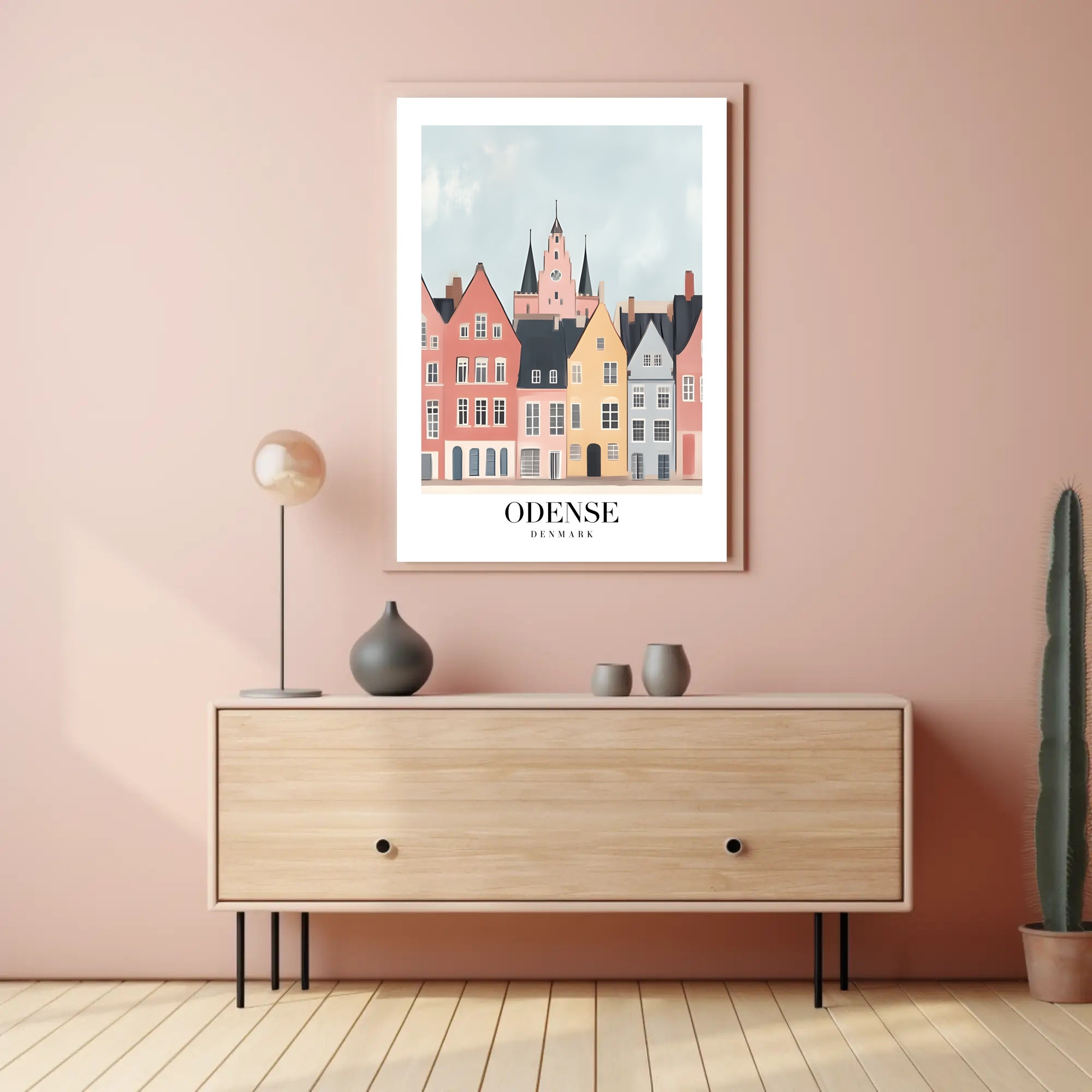 Charming Odense Streetscape Travel Poster PosterGoat