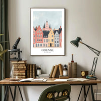 Charming Odense Streetscape Travel Poster PosterGoat