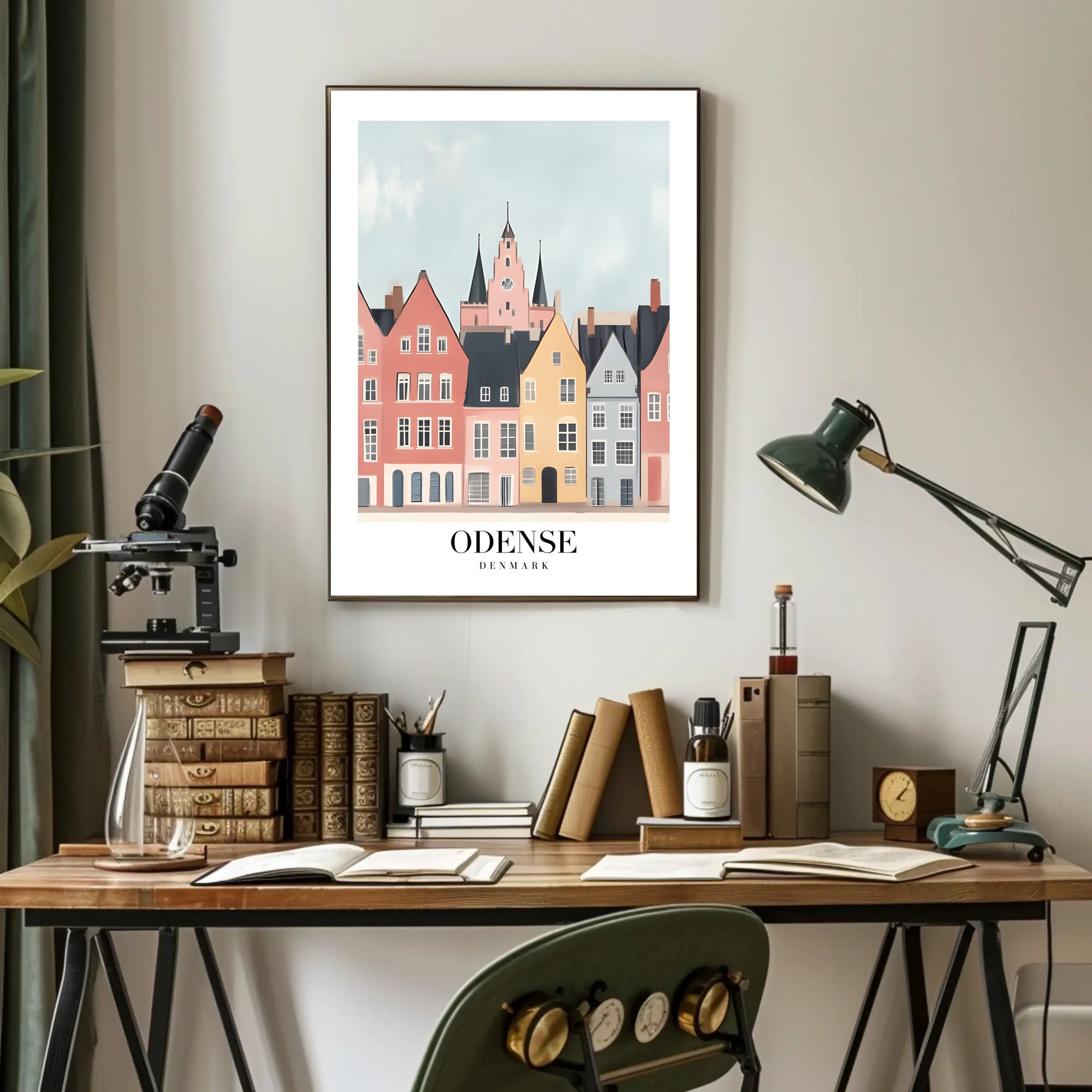 Charming Odense Streetscape Travel Poster PosterGoat