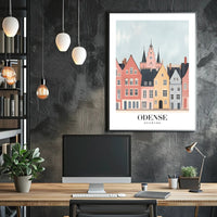 Charming Odense Streetscape Travel Poster PosterGoat