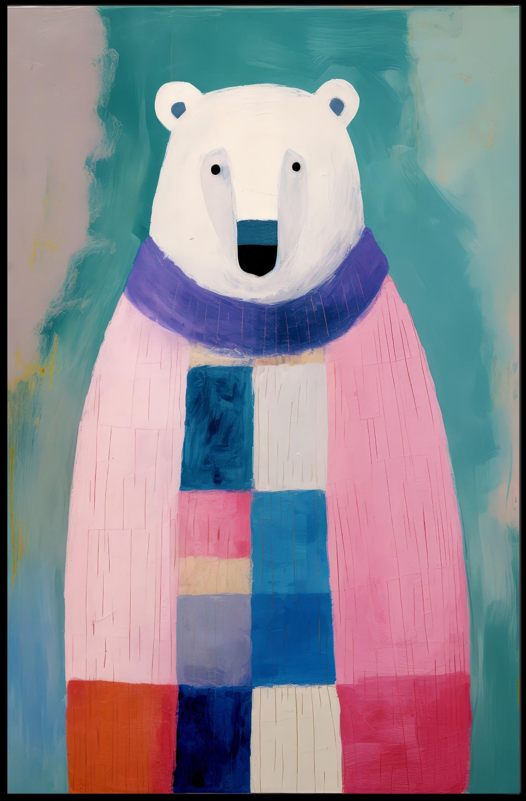 Charming Polar Bear with Scarf Animal Poster PosterGoat