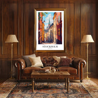 Charming Stockholm Street Scene: Urban Cityscape Poster PosterGoat