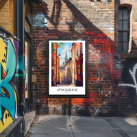 Charming Stockholm Street Scene: Urban Cityscape Poster PosterGoat