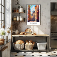 Charming Stockholm Street Scene: Urban Cityscape Poster PosterGoat