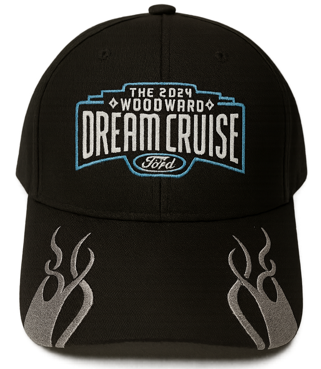 Woodward Dream Cruise 2024 Ford Wordmark Racing Flames Hat