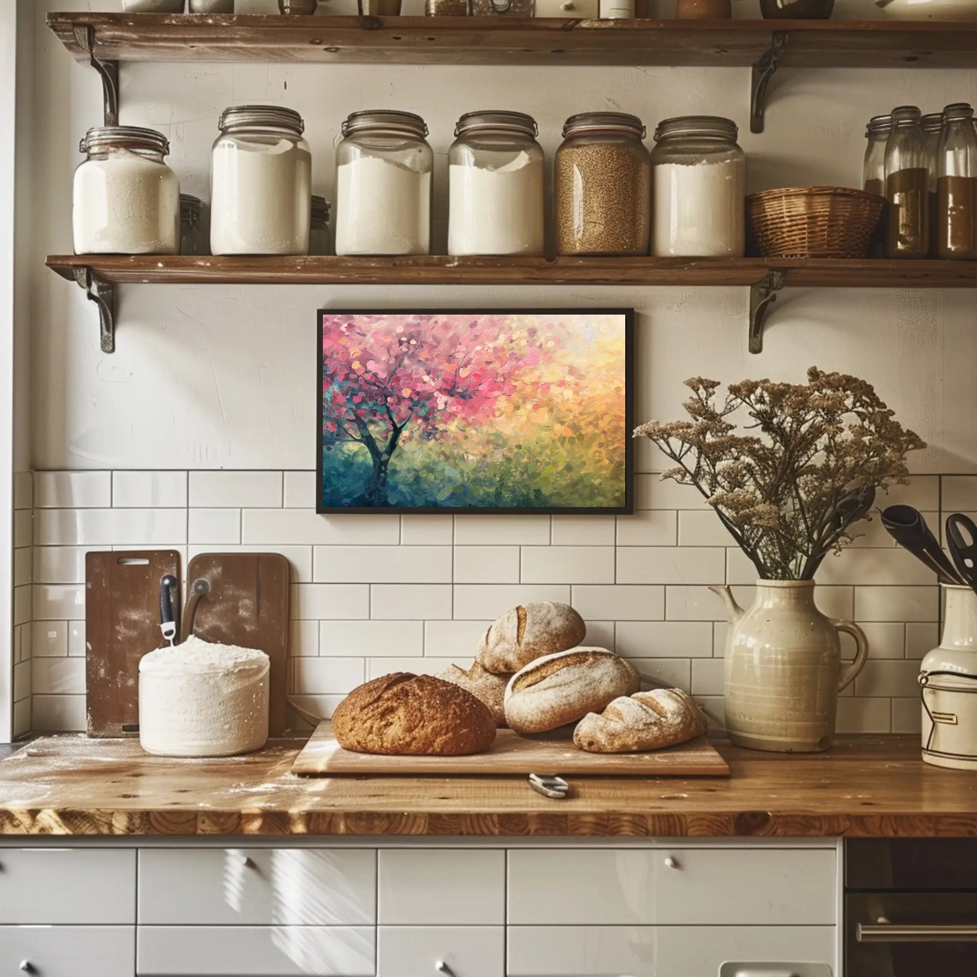 Cherry Blossom Tree in Bloom Impressionistic Artistic Poster PosterGoat