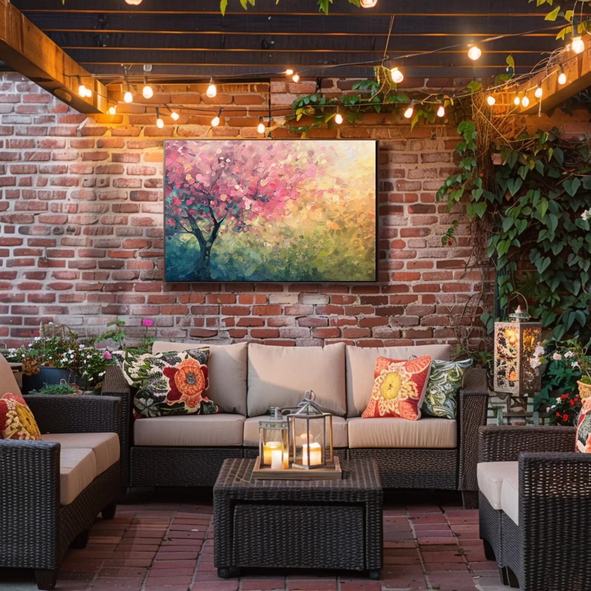 Cherry Blossom Tree in Bloom Impressionistic Artistic Poster PosterGoat