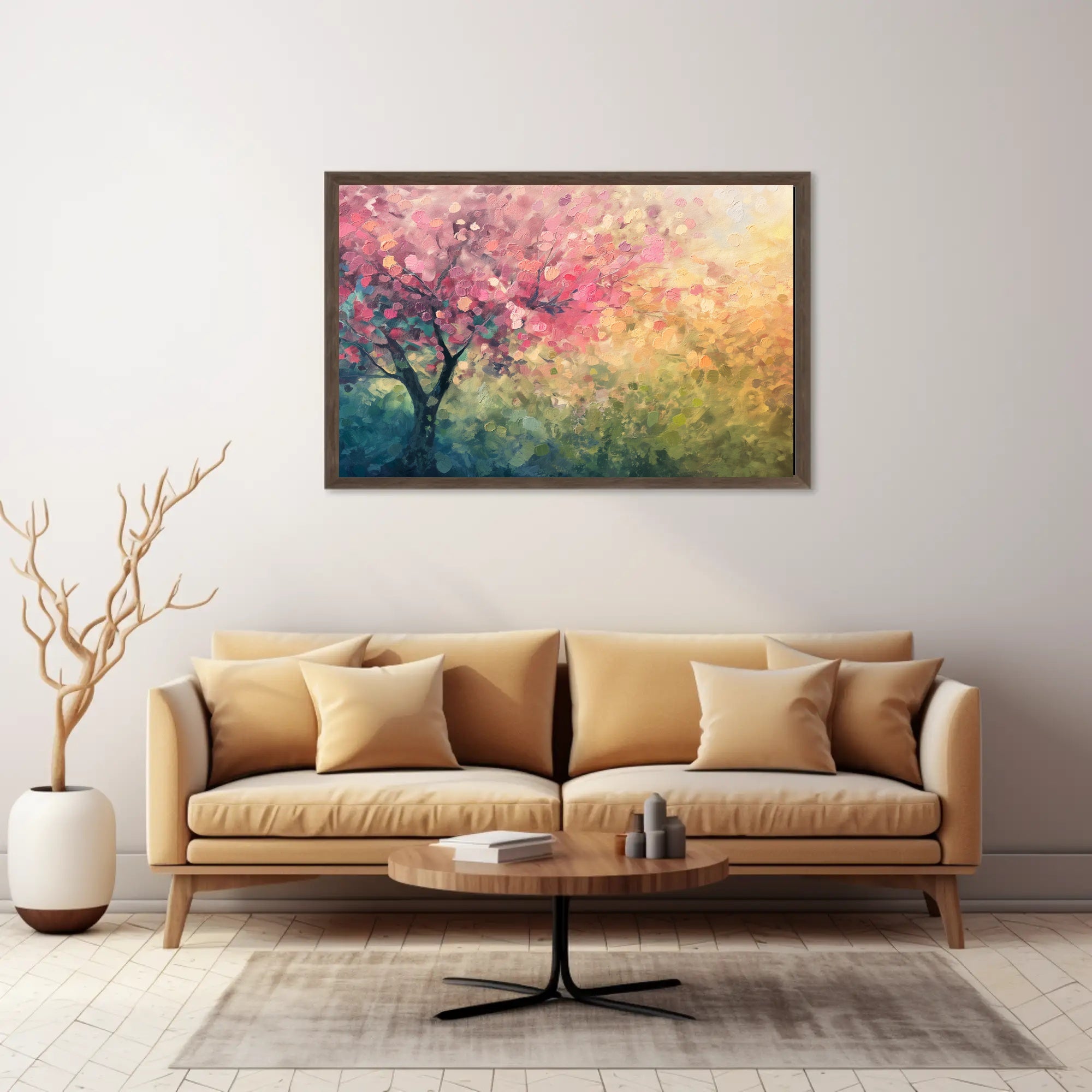 Cherry Blossom Tree in Bloom Impressionistic Artistic Poster PosterGoat