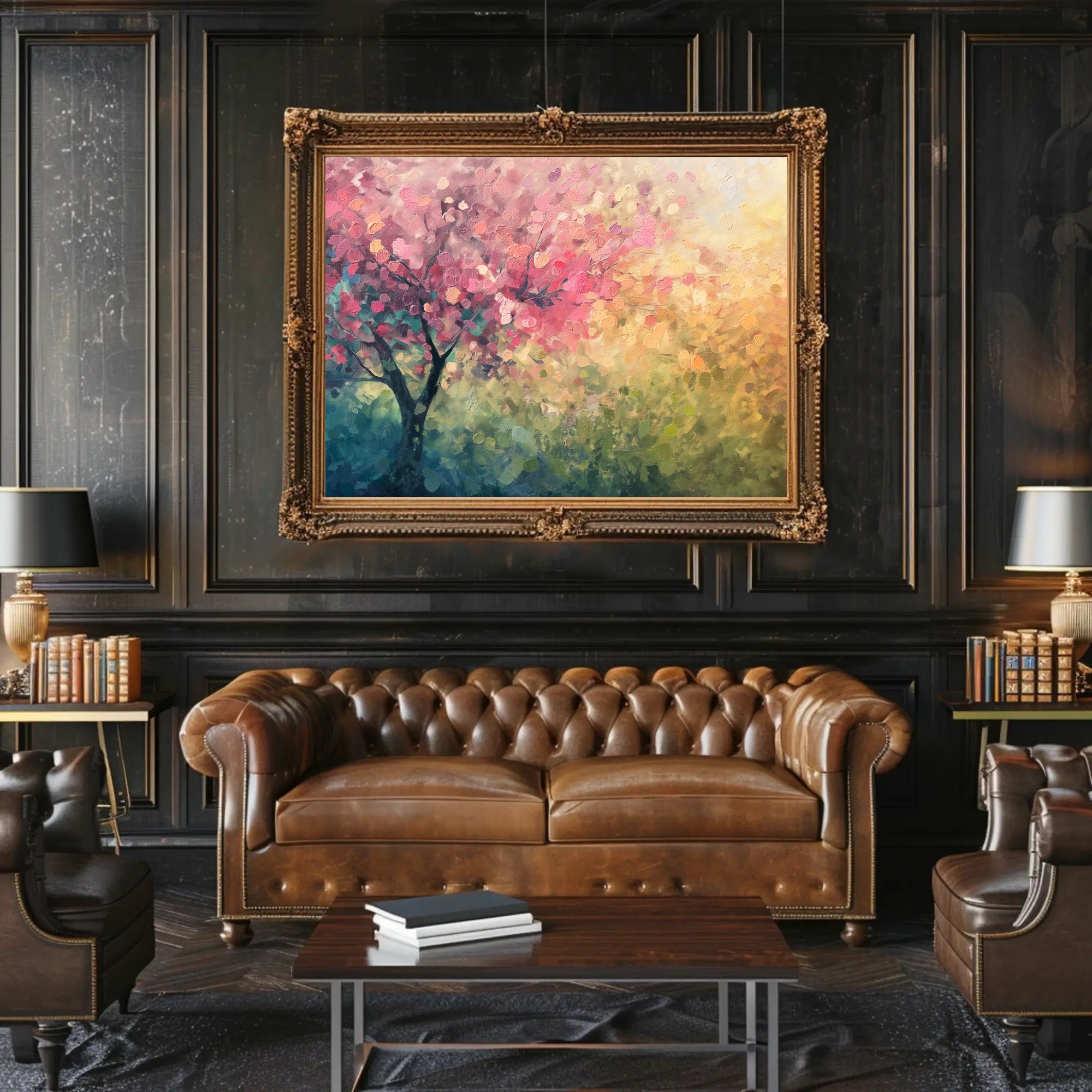Cherry Blossom Tree in Bloom Impressionistic Artistic Poster PosterGoat