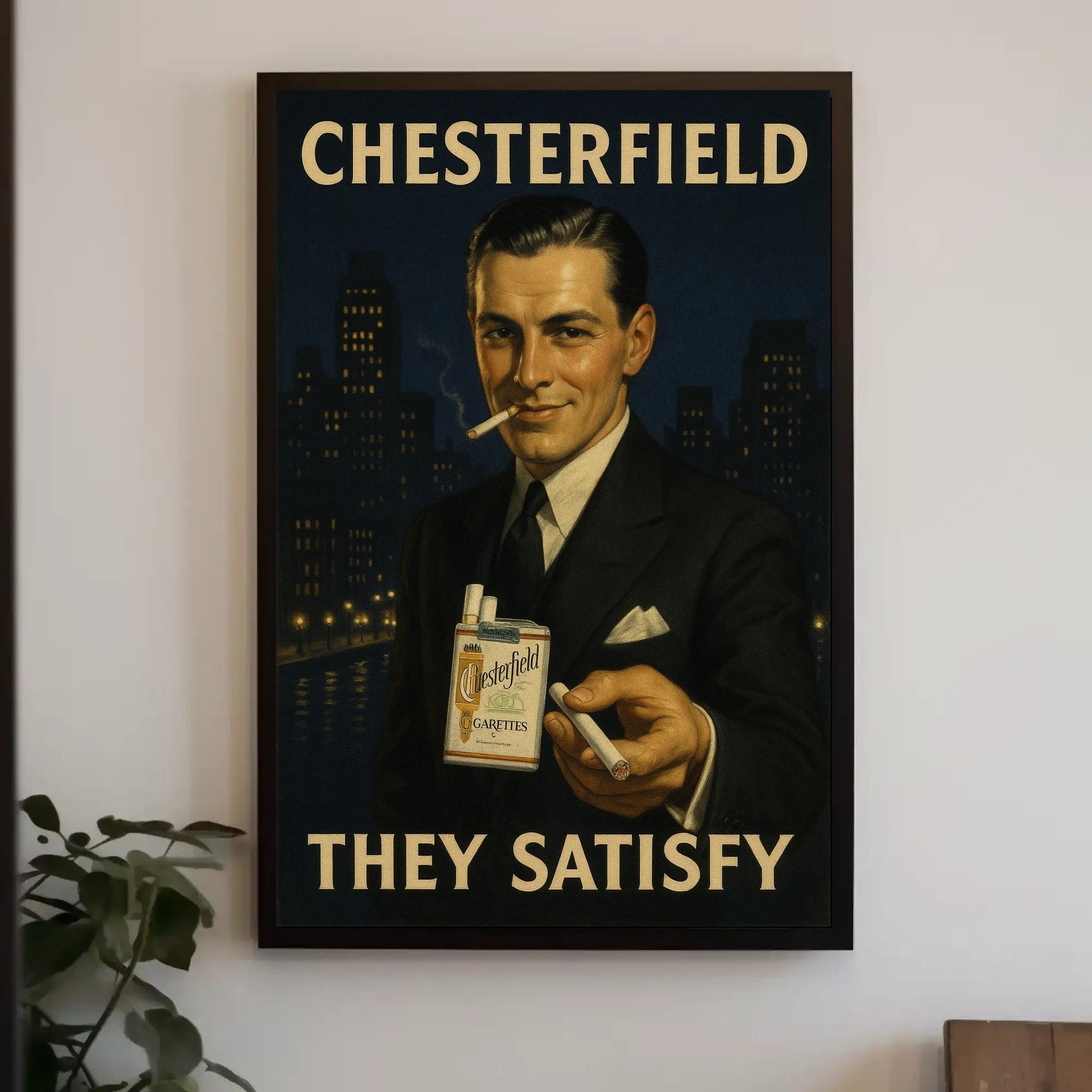 Chesterfield Cigarettes Vintage Urban Cityscape Poster PosterGoat