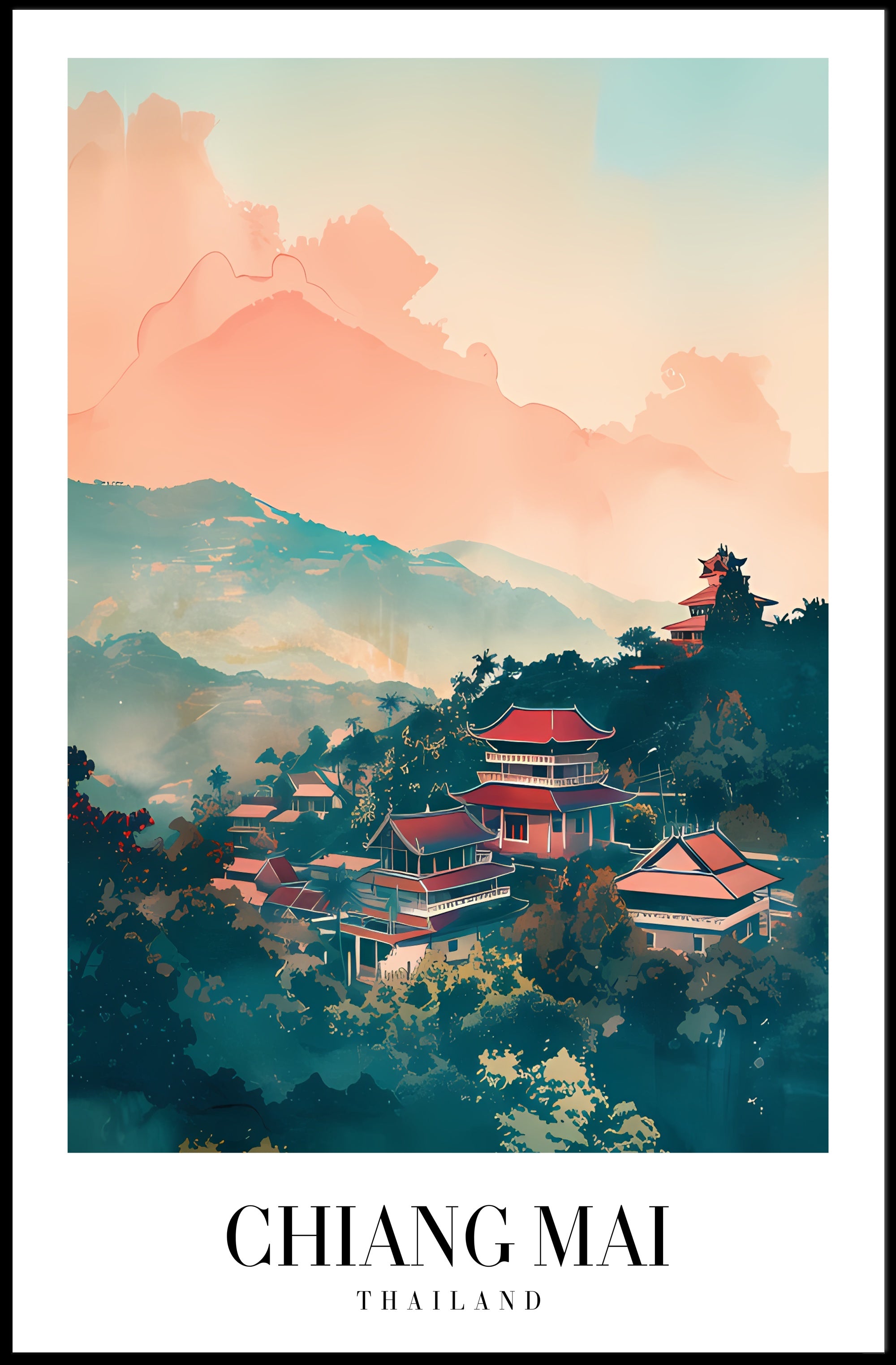 Chiang Mai Landscape Art: Travel Poster PosterGoat