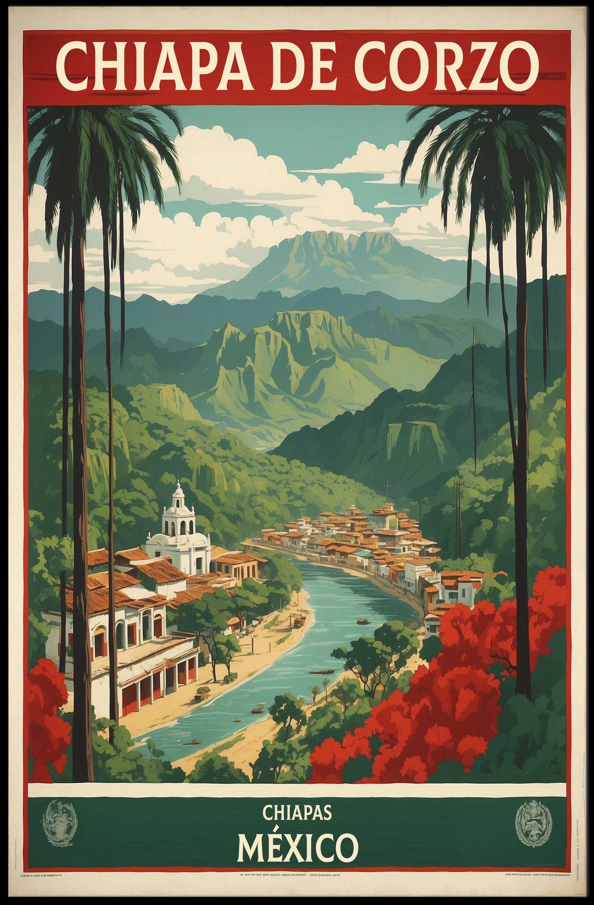 Chiapa de Corzo Scenic Travel Poster PosterGoat