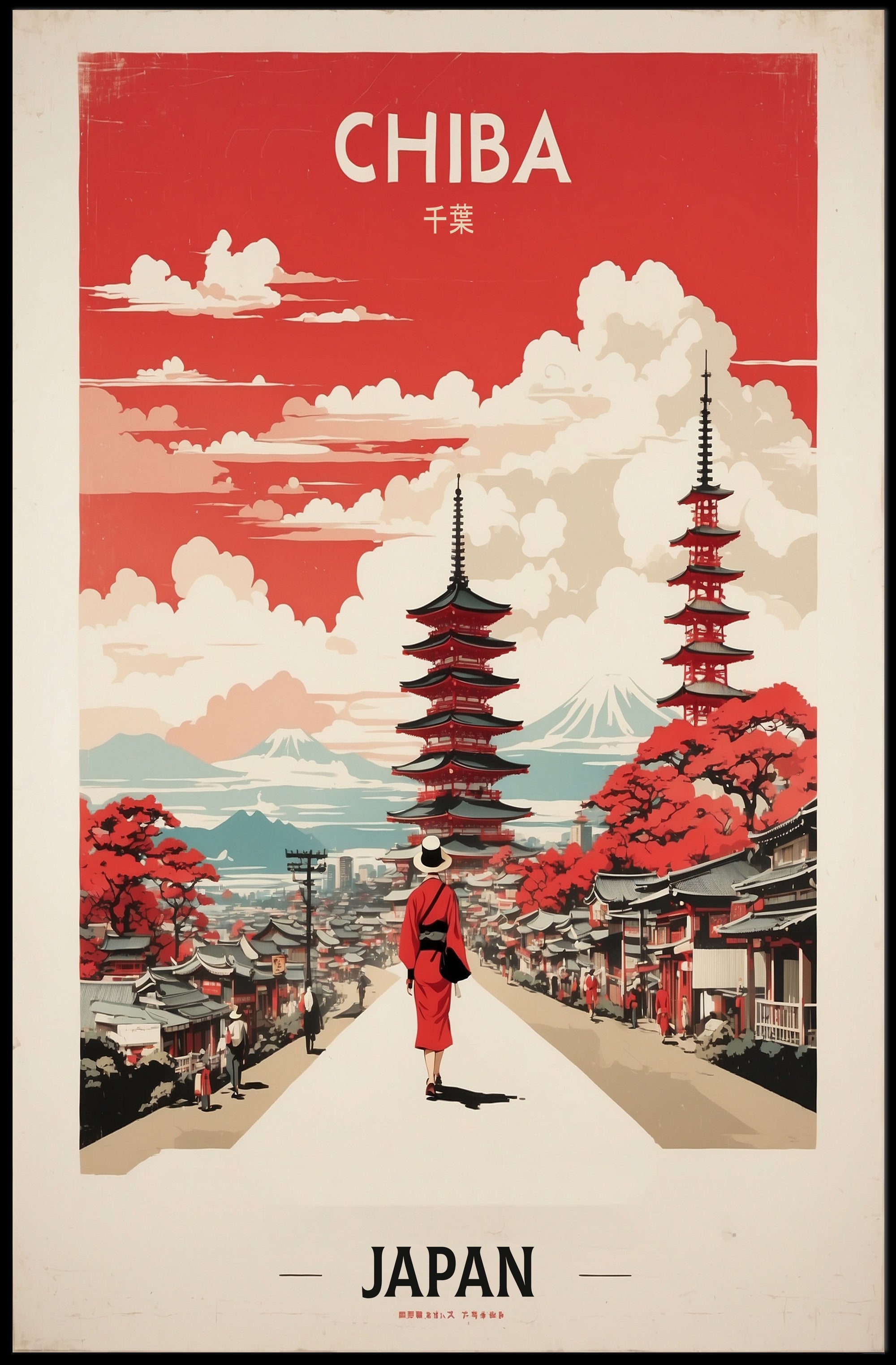 Chiba Japan Vintage Travel Poster PosterGoat