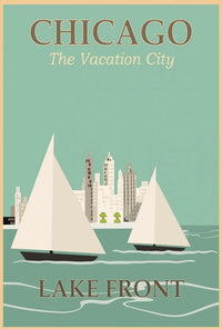 Chicago Lakefront Vintage Travel Poster PosterGoat