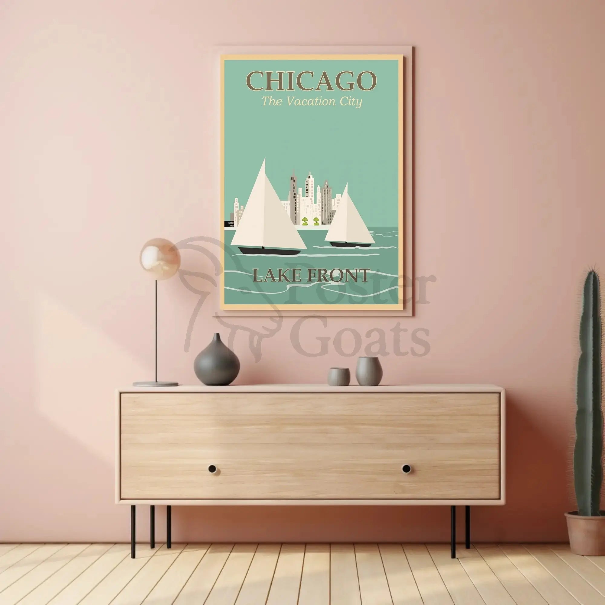 Chicago Lakefront Vintage Travel Poster PosterGoat