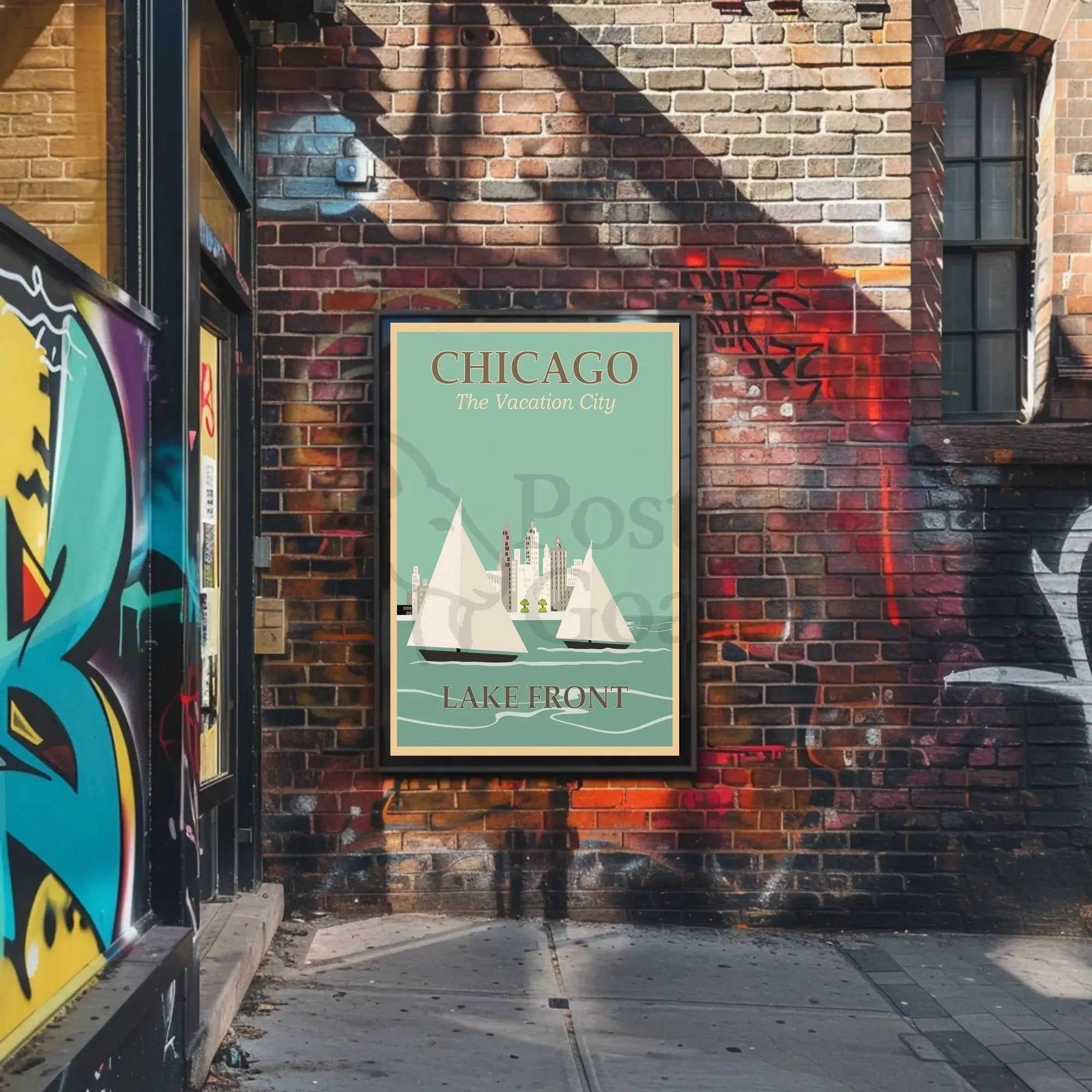 Chicago Lakefront Vintage Travel Poster PosterGoat
