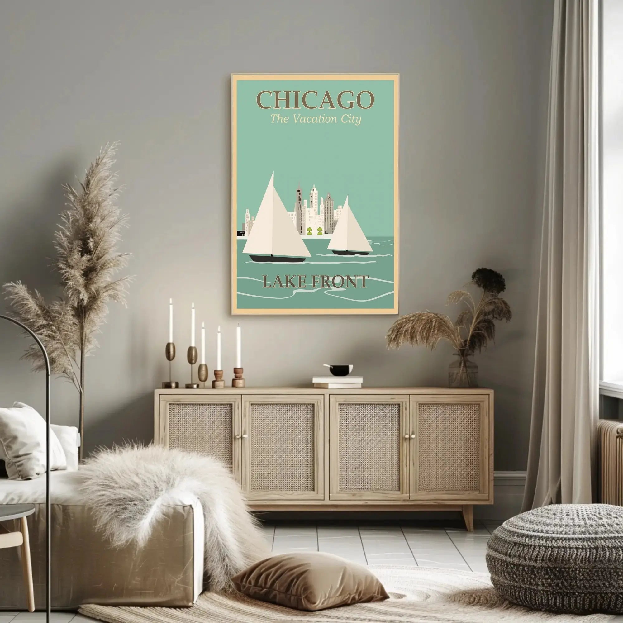 Chicago Lakefront Vintage Travel Poster PosterGoat