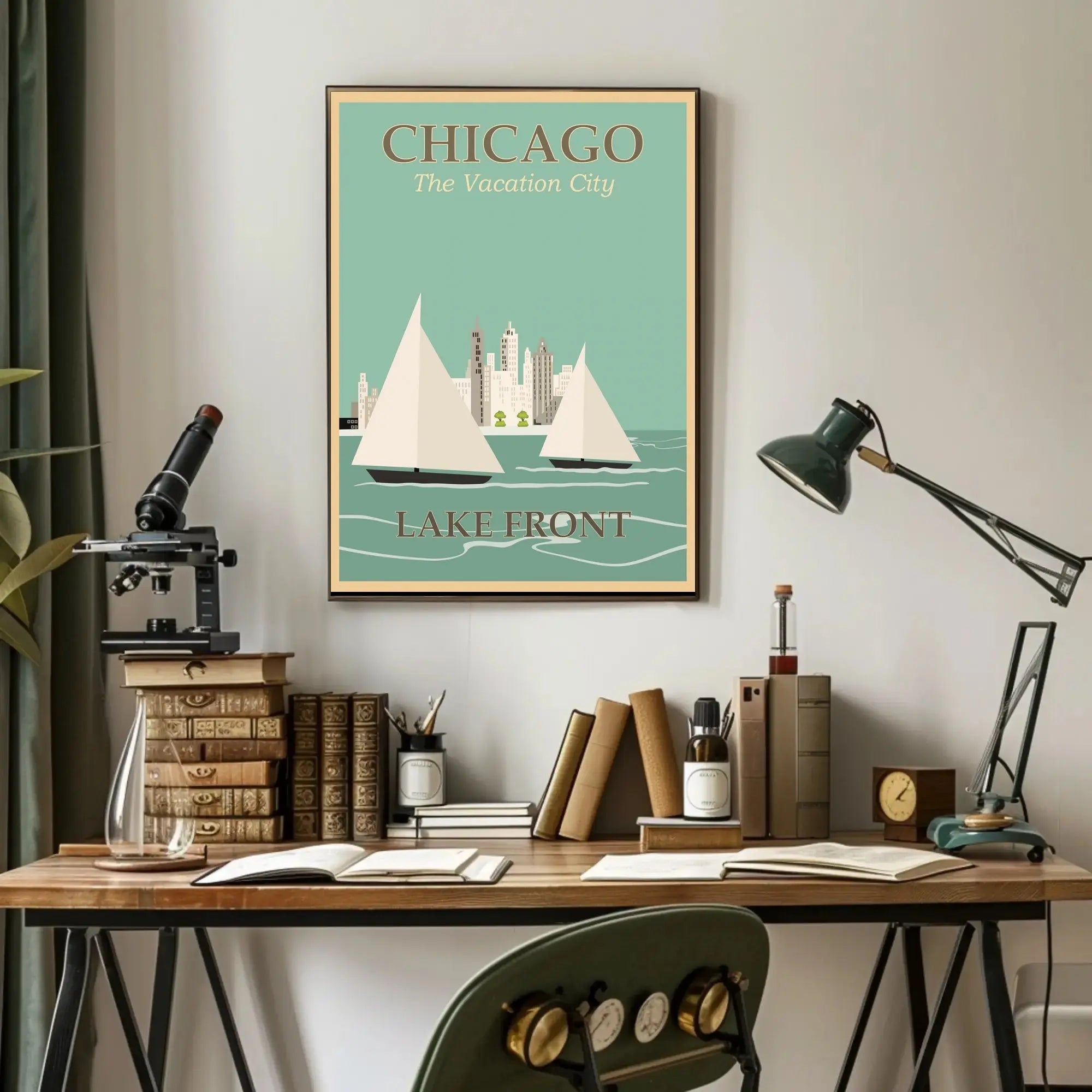 Chicago Lakefront Vintage Travel Poster PosterGoat