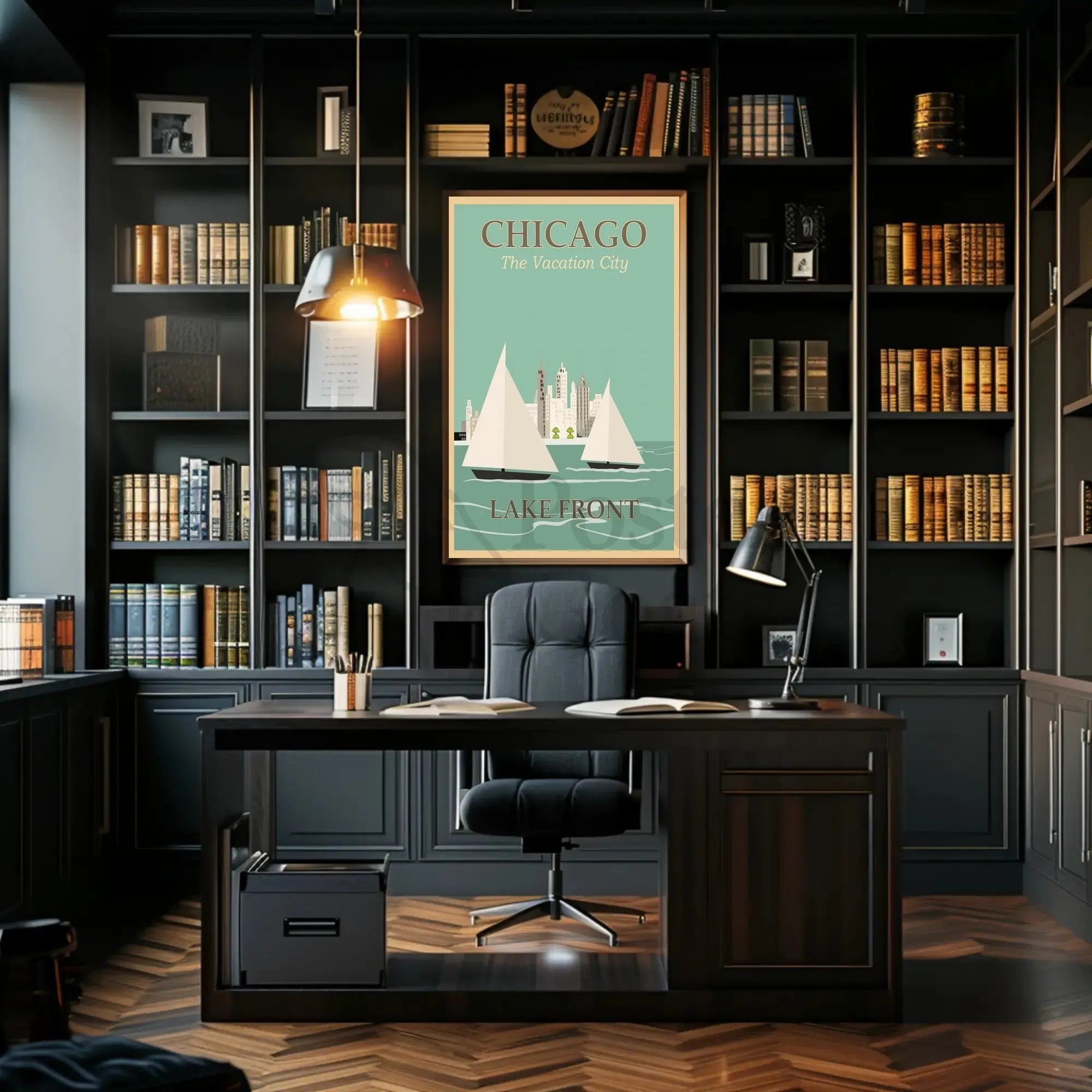 Chicago Lakefront Vintage Travel Poster PosterGoat