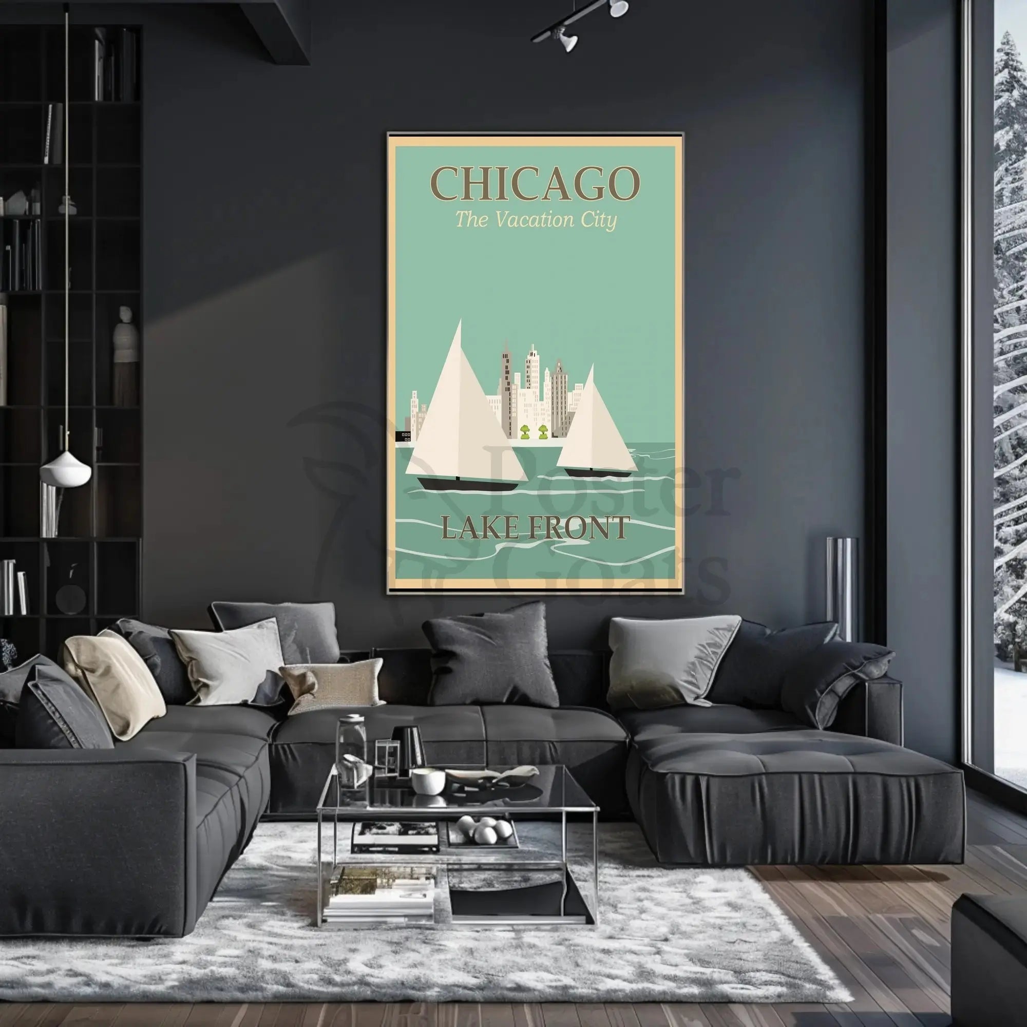 Chicago Lakefront Vintage Travel Poster PosterGoat