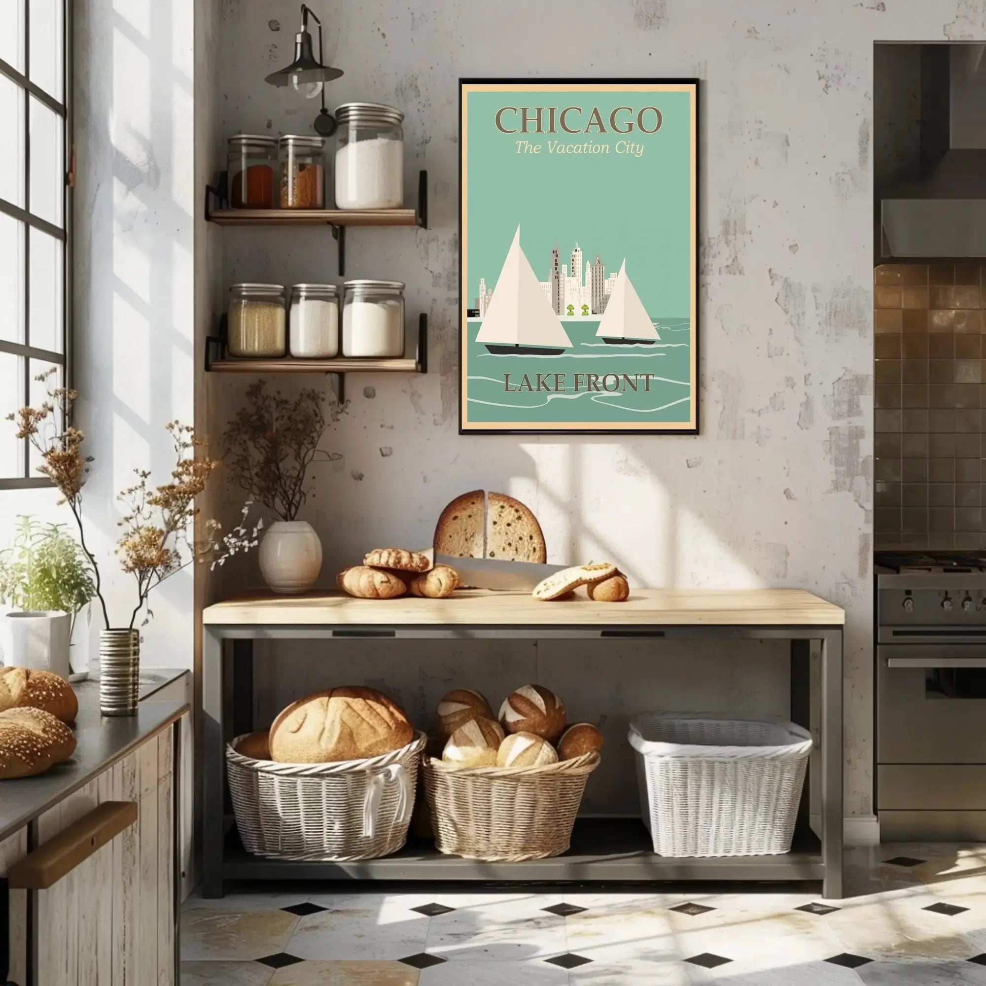 Chicago Lakefront Vintage Travel Poster PosterGoat