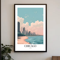 Chicago Lakeside Serenity: Modern Urban Cityscape Poster PosterGoat