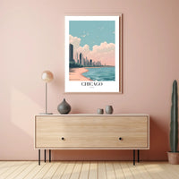 Chicago Lakeside Serenity: Modern Urban Cityscape Poster PosterGoat