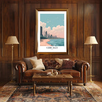 Chicago Lakeside Serenity: Modern Urban Cityscape Poster PosterGoat