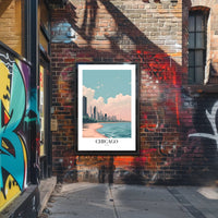 Chicago Lakeside Serenity: Modern Urban Cityscape Poster PosterGoat