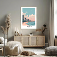 Chicago Lakeside Serenity: Modern Urban Cityscape Poster PosterGoat