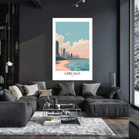 Chicago Lakeside Serenity: Modern Urban Cityscape Poster PosterGoat