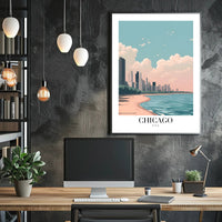 Chicago Lakeside Serenity: Modern Urban Cityscape Poster PosterGoat