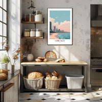 Chicago Lakeside Serenity: Modern Urban Cityscape Poster PosterGoat