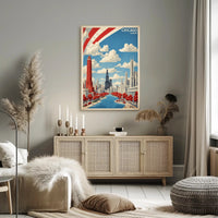 Chicago Skyline Art Poster with Vintage Modern Urban Cityscape PosterGoat