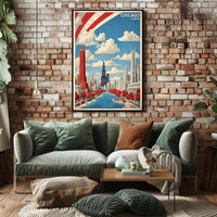 Chicago Skyline Art Poster with Vintage Modern Urban Cityscape PosterGoat