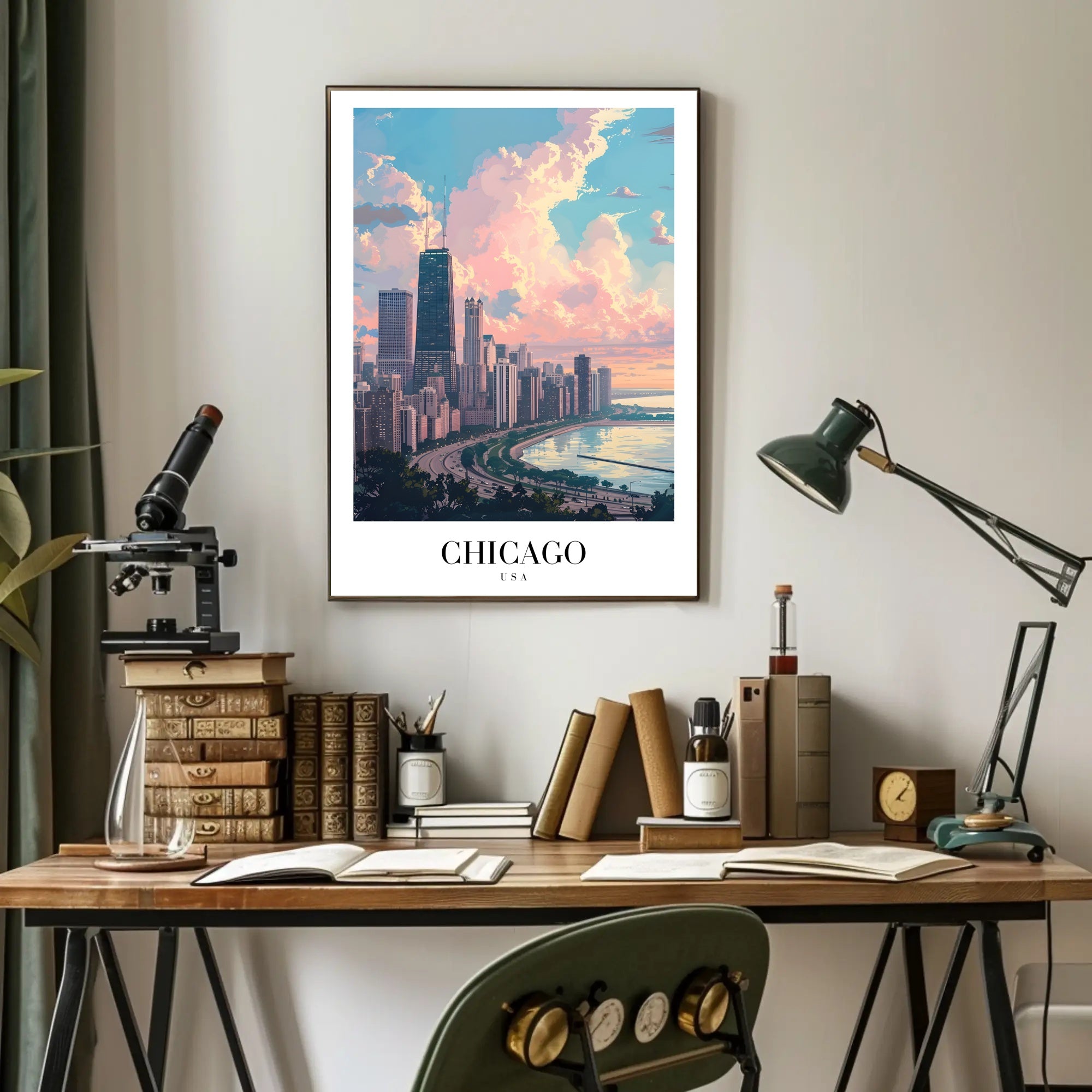 Chicago Skyline Art: Serene Urban Cityscape Poster PosterGoat